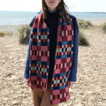 QUINTON & CHADWICK Brushed Block Scarf  in Autumn Berry
