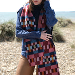 QUINTON & CHADWICK Brushed Block Scarf  in Autumn Berry