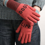 QUINTON & CHADWICK Good Life Angora Gloves in Rust/Black