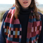 QUINTON & CHADWICK Brushed Block Scarf  in Autumn Berry