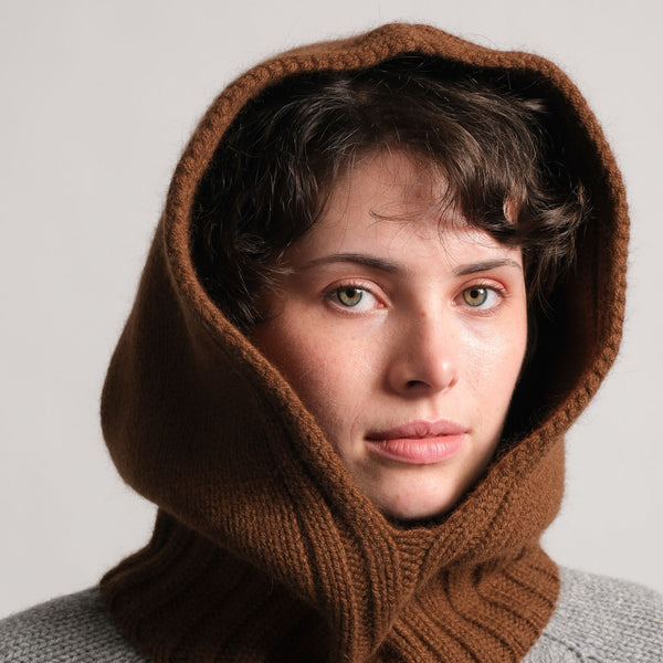 QUINTON & CHADWICK Angora Hooded Cowl in Vicuna