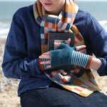 QUINTON & CHADWICK Angora Fingerless Mittens  in Meadow Patch