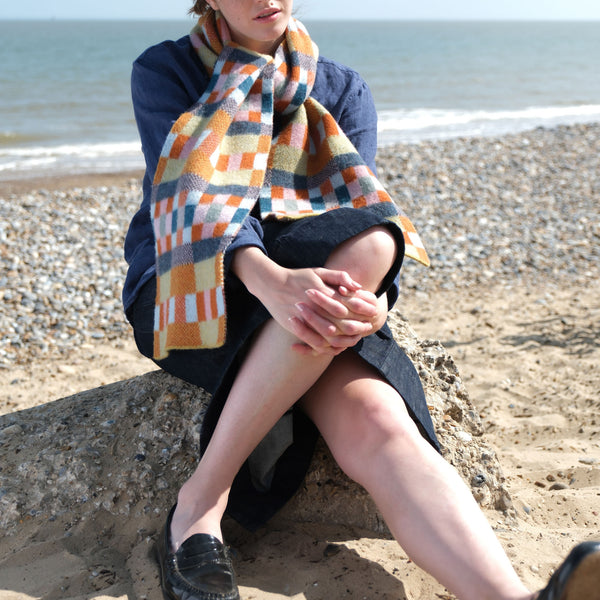 QUINTON & CHADWICK Brushed Block Scarf  in Meadow Patch