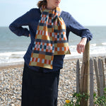 QUINTON & CHADWICK Brushed Block Scarf  in Meadow Patch