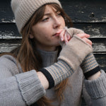 QUINTON & CHADWICK Angora Fingerless Mittens  in Fossil