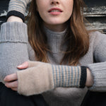 QUINTON & CHADWICK Angora Fingerless Mittens  in Fossil