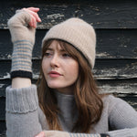 QUINTON & CHADWICK Angora Fingerless Mittens  in Fossil