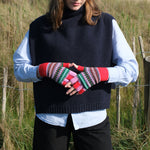QUINTON & CHADWICK Patterned Fingerless Gloves  in Hyper Nature