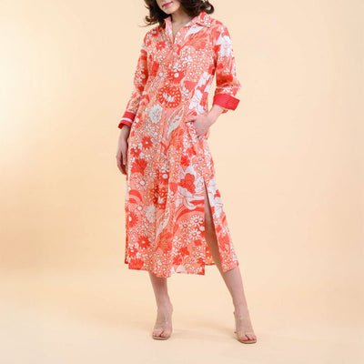 HANDPRINT DREAM APPAREL Danica Dress in Rory Coral