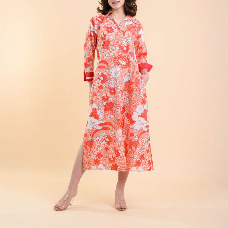 HANDPRINT DREAM APPAREL Danica Dress in Rory Coral