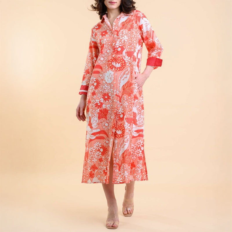 HANDPRINT DREAM APPAREL Danica Dress in Rory Coral
