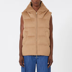 S MAX MARA Delfy Sleeveless Puffer Jacket in Camel