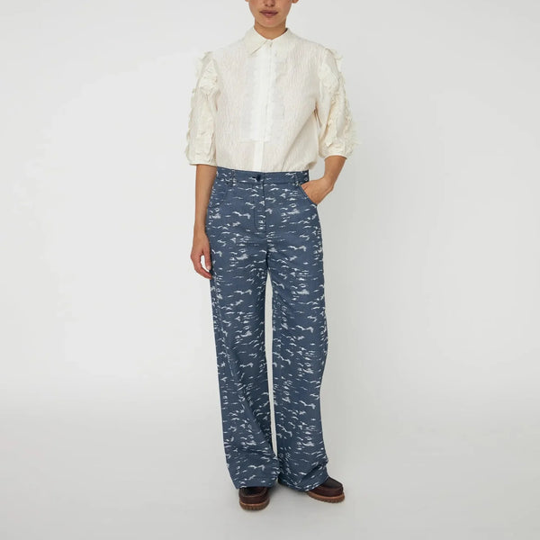 STELLA NOVA Delicate Frill Shirt in Ivory