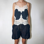 STELLA NOVA Delicate Lace Top in Navy/Creme