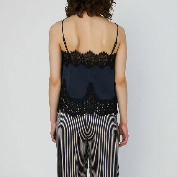 STELLA NOVA Delicate Lace Top in Ultra Navy