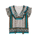 M.A.B.E Devi Print Frill Top in Multi