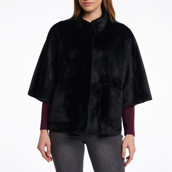 RINO & PELLE Dewi Faux Fur Cape in Black