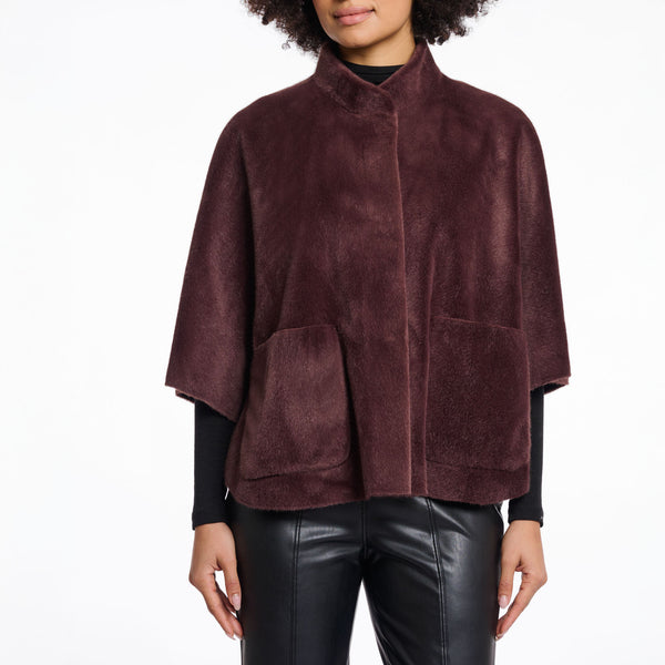 RINO & PELLE Dewi Faux Fur Cape in Chocolate Bean