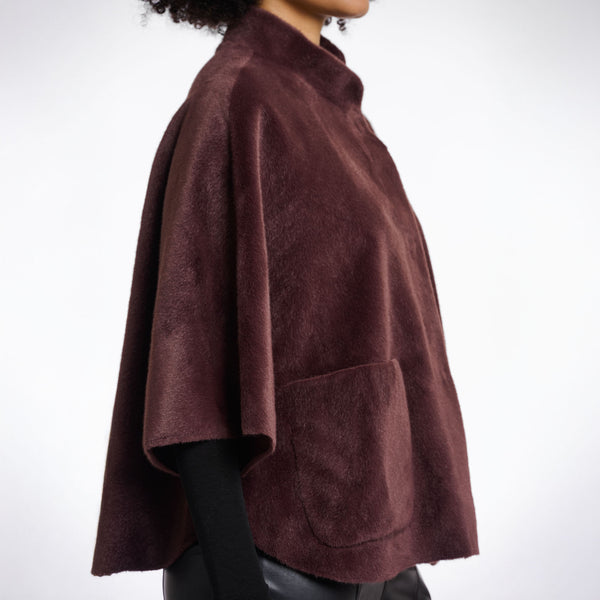 RINO & PELLE Dewi Faux Fur Cape in Chocolate Bean