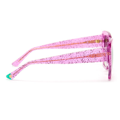 ZOE DE PASS Diana Square Sunglasses in Pink Glitter