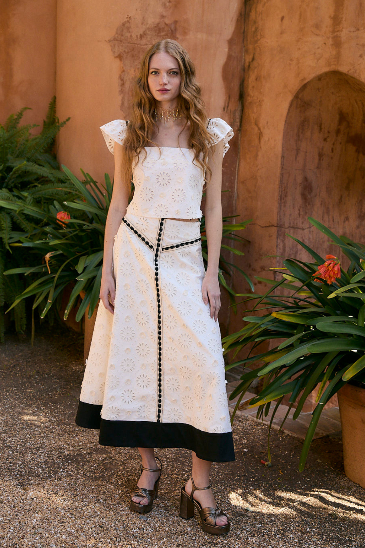 SOPHIE + LUCIE Moira Die-Cut Flower Skirt in Cream