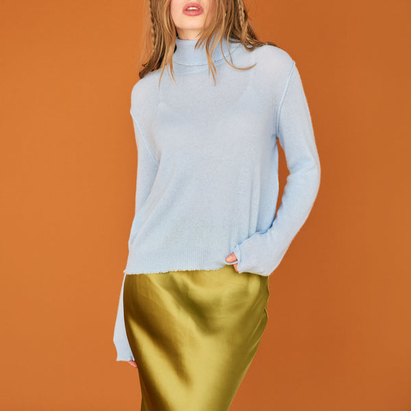 JUMPER 1234 Distressed Roll Collar Cashmere Jumper in Aurora