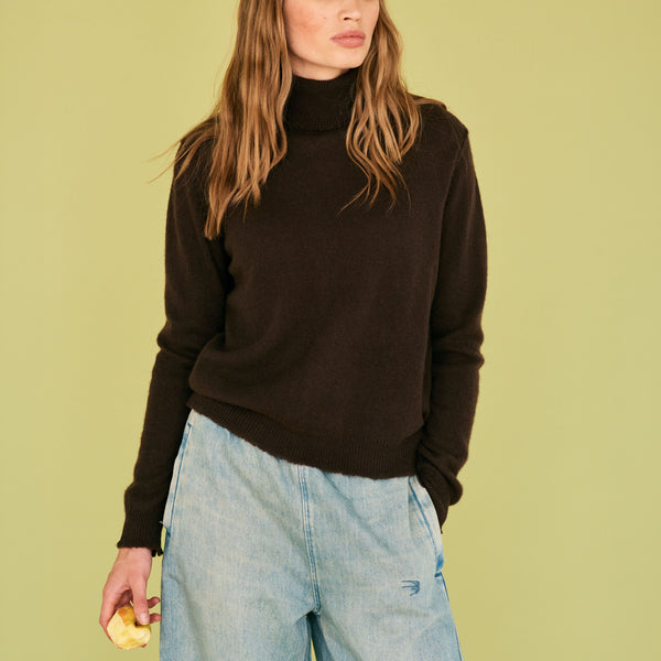 JUMPER 1234 Distressed Roll Collar Cashmere Jumper in Pluto