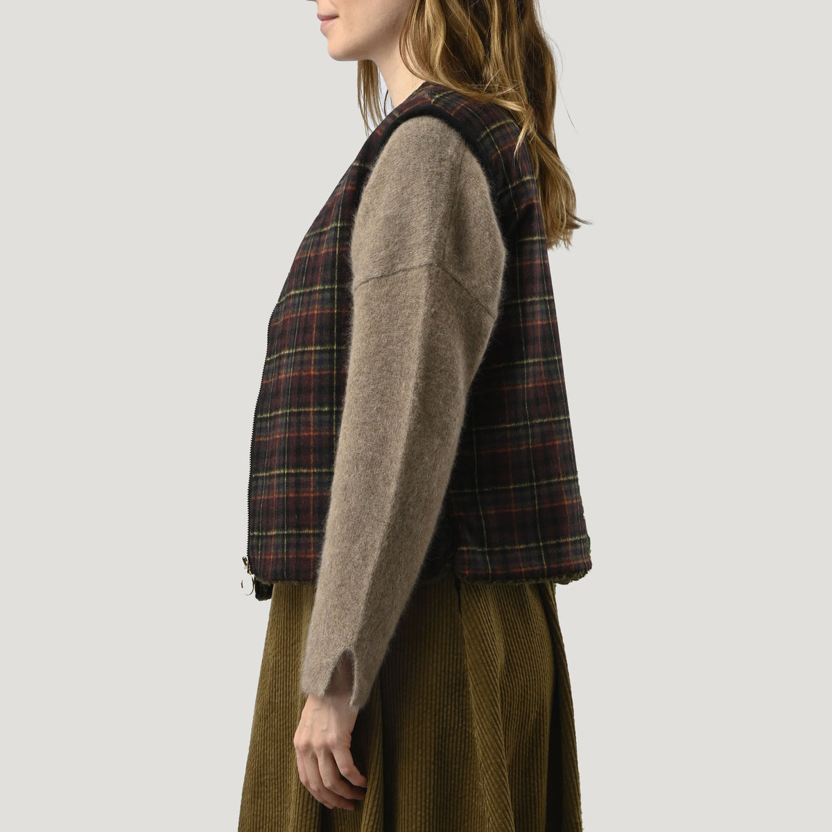 ORFEO Doli Knitted Gilet in Khaki Tiles
