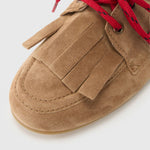 KENNEL & SCHMENGER Drop Suede Moccasins in Gold Brown/Lace Red