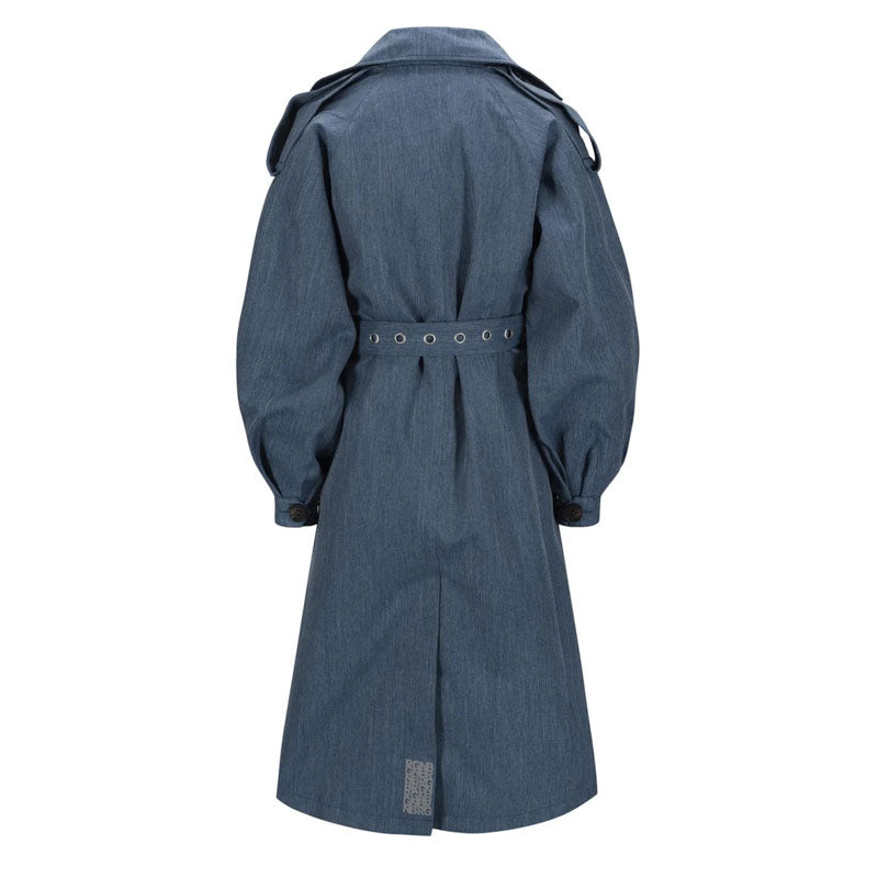 BRGN Duskregn Maxi Trench Coat in Denim Blue