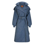 BRGN Duskregn Maxi Trench Coat in Denim Blue