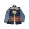 MAISON BADIGO 90s Dark Denim Sleeve Aztec Stripe Jacket in Blue