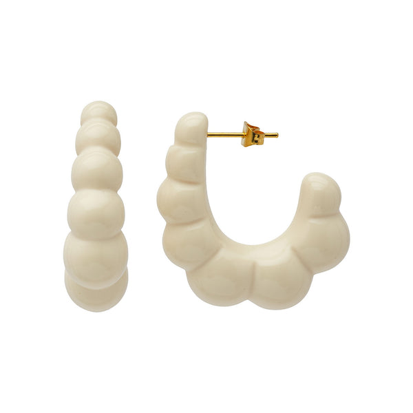 LUCAS JACK Resin Hoop Earrings in Ivory