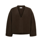 ANNE-MI Ea Merino Wool V-Neck Jumper in Demitasse