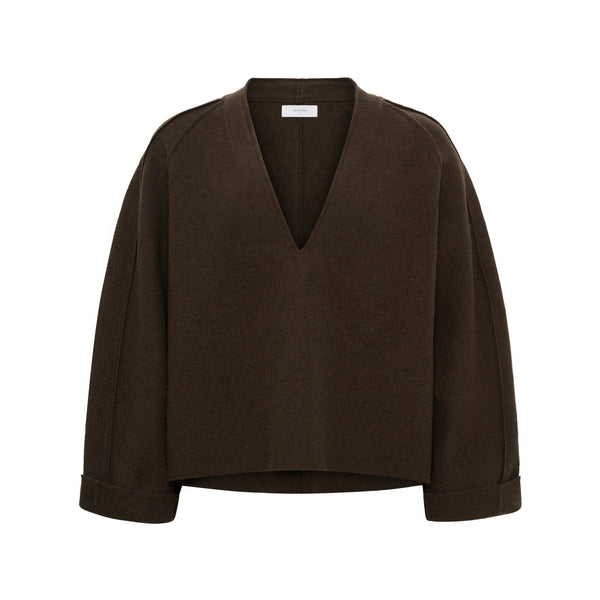 ANNE-MI Ea Merino Wool V-Neck Jumper in Demitasse