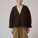 ANNE-MI Ea Merino Wool V-Neck Jumper in Demitasse
