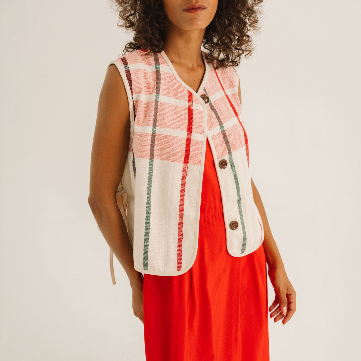 East Rising 12864 TINSELS East Rising Gilet in Multi Pink | Collen & Clare