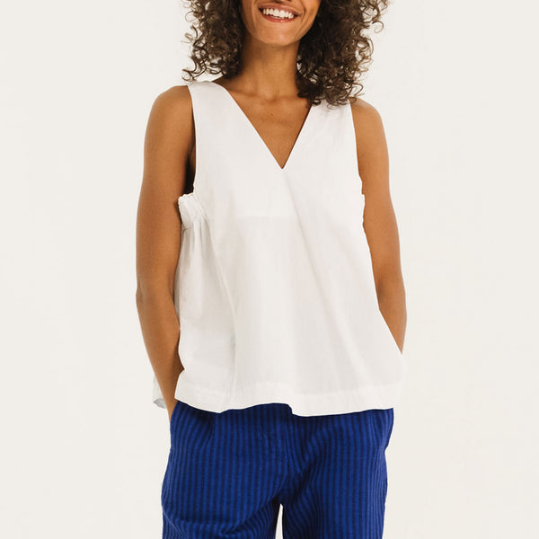 TINSELS Eda Paper Poplin Flared Top in White