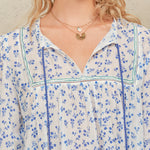 M.A.B.E Edie Print Longsleeve Top in Blue