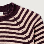 AMERICAN VINTAGE Ekewood Stripe Cotton Jumper in Aubergine and Pale Rose