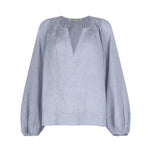 MONDO CORSINI Elizabeth Linen Relaxed Shoulder Shirt in Sky