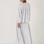 MONDO CORSINI Eliza Gathered V Neck Blouse in Cloud