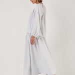 MONDO CORSINI Eliza Gathered V Neck Blouse in Cloud