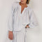 MONDO CORSINI Eliza Gathered V Neck Blouse in Cloud