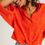 TINSELS Emy Folk Broderie Anglaise Shirt in Pulpe