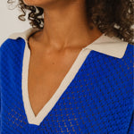TINSELS Enzo Cropped Cotton Polo Shirt in Klein