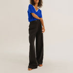 TINSELS Enzo Cropped Cotton Polo Shirt in Klein