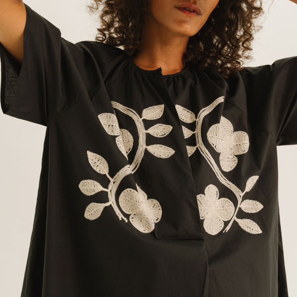 TINSELS Epice Pop Embroidered Maxi Dress in Black