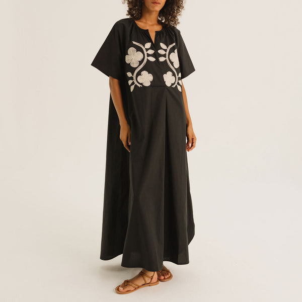 TINSELS Epice Pop Embroidered Maxi Dress in Black