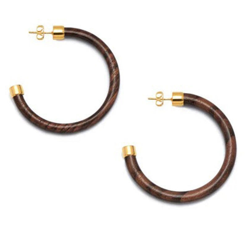 BRANCH JEWELLERY Rosewood Hoop Earrings with Gold Plated Metal